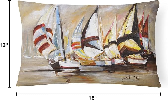 Caroline's Treasures JMK1136PW1216 Boat Binge Sailboats Canvas Fabric Decorative Pillow Machine Washable, Indoor Outdoor Decorative Pillow for Couch, Bed or Patio, 12HX16W