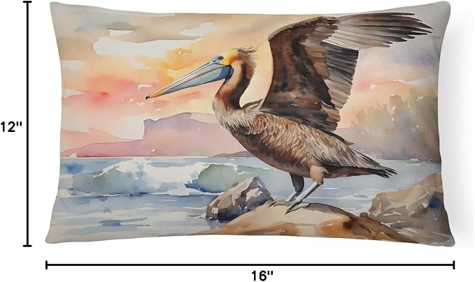 Caroline's Treasures DAC2857PW1216 Pelican Throw Pillow Machine Washable, Indoor Outdoor Decorative Pillow for Couch, Bed or Patio, 12HX16W