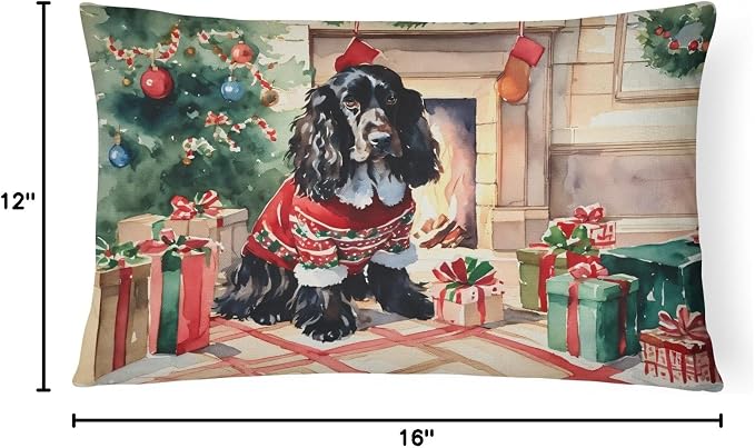 Caroline's Treasures DAC2650PW1216 English Cocker Spaniel Cozy Christmas Throw Pillow Machine Washable, Indoor Outdoor Decorative Pillow for Couch, Bed or Patio, 12HX16W