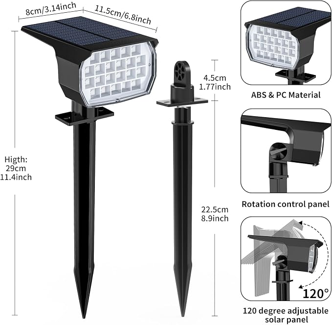 WENATY Solar Spot Lights Outdoor Color Changing 12 Pack Christmas Spotlight | 7 Mode, Solar Lights Outdoor Waterproof IP65, Solar Led Powered Flood Landscape Light for Outside Pathway Yard Garden Walkway