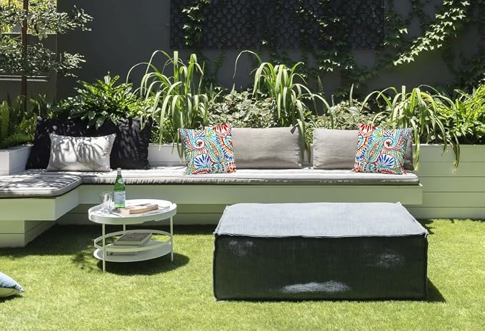 Outdoor Waterproof Decorative Throw Pillow Cover for Patio Furniture, 18x18 Inch Fade Resistant Patio Garden Cushion Cover for Couch Bed Sofa, Paisley Multi