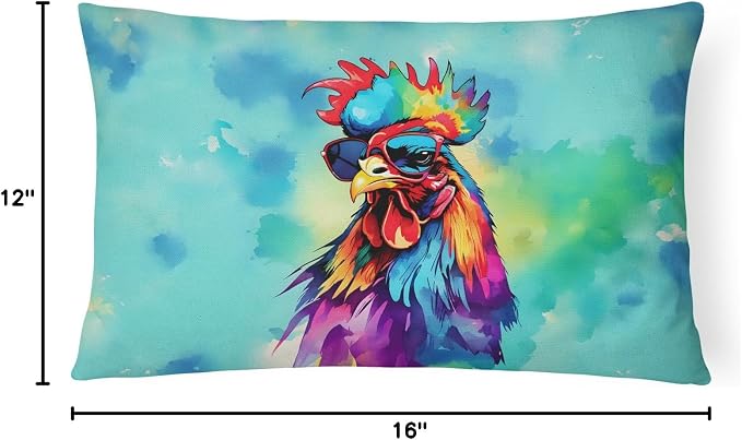 Caroline's Treasures DAC4040PW1216 Hippie Animal Rooster Throw Pillow Machine Washable, Indoor Outdoor Decorative Pillow for Couch, Bed or Patio, 12HX16W