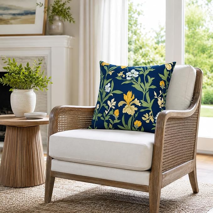 Outdoor Throw Pillows 18×18 Inch Pack of 2 Waterproof Decorative Patio Pillows with Inserts, Square Pillows for Garden Couch Sofa and Patio Furniture
