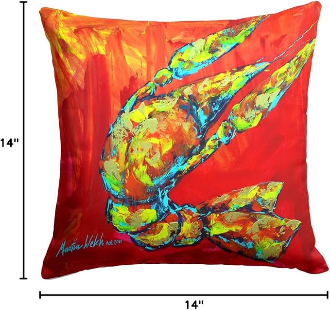 Caroline's Treasures MW1134PW1414 Crawfish Hot Craw Fabric Decorative Pillow Machine Washable, Indoor Outdoor Decorative Pillow for Couch, Bed or Patio, 14Hx14W