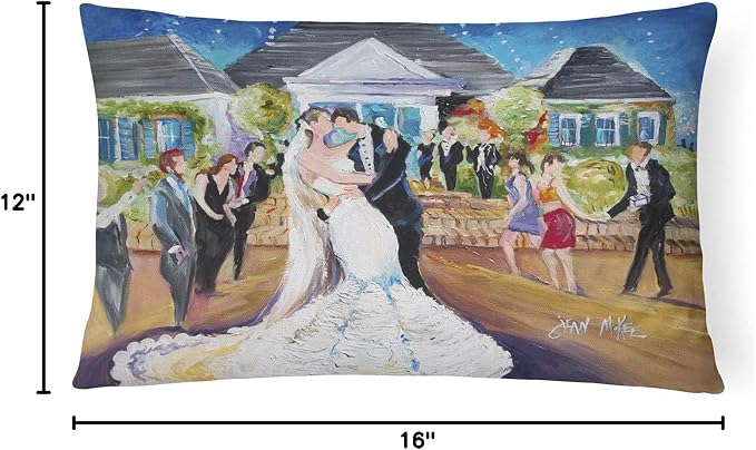 Caroline's Treasures JMK1127PW1216 Our Wedding Day Canvas Fabric Decorative Pillow Machine Washable, Indoor Outdoor Decorative Pillow for Couch, Bed or Patio, 12HX16W