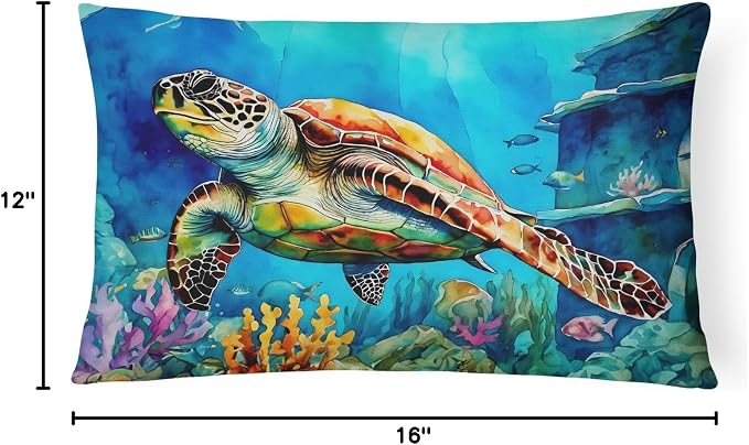 Caroline's Treasures DAC2805PW1216 Loggerhead Sea Turtle Throw Pillow Machine Washable, Indoor Outdoor Decorative Pillow for Couch, Bed or Patio, 12HX16W