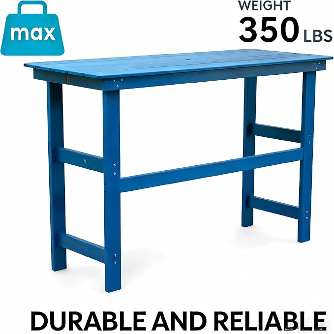 Outdoor Bar Table, HDPE, Lake Blue