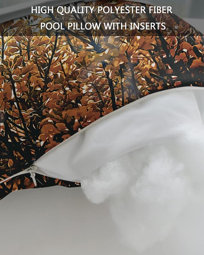Outdoor Pillows Covers with Inserts Modern Fall Digital Camera Pattern Floral and Trees Waterproof Pillow with Adjustable Strap Throw Pillows for Patio Furniture Recliner Lounge Chair, 12" x 20", 1PCS