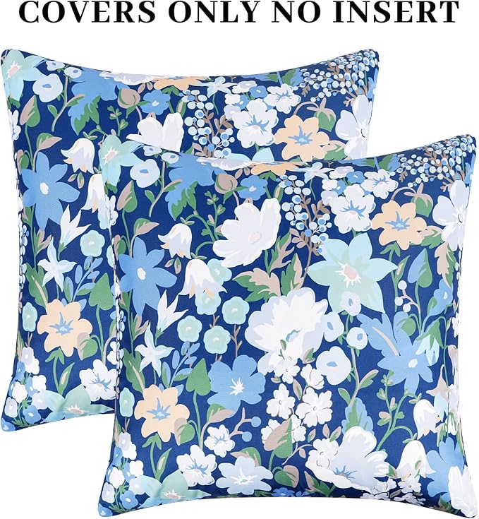 Adabana Outdoor Waterproof Floral Pillow Covers 18x18 Inch | Colorful Outdoor Pillow Covers Summer Decirative for Patio Furniture Porch Garden Pillows