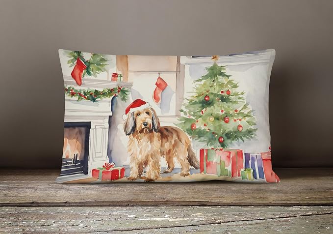 Caroline's Treasures DAC2718PW1216 Otterhound Cozy Christmas Throw Pillow Machine Washable, Indoor Outdoor Decorative Pillow for Couch, Bed or Patio, 12HX16W