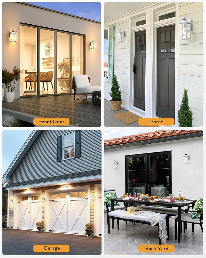 VIANIS 2 Pack Motion Sensor Exterior Lighting Fixtures Wall Mount, Modern White Outdoor Garage Lights, Anti-Rust Waterproof Outdoor Wall Sconce for House Coach Entryway, Dusk to Dawn Front Porch Light