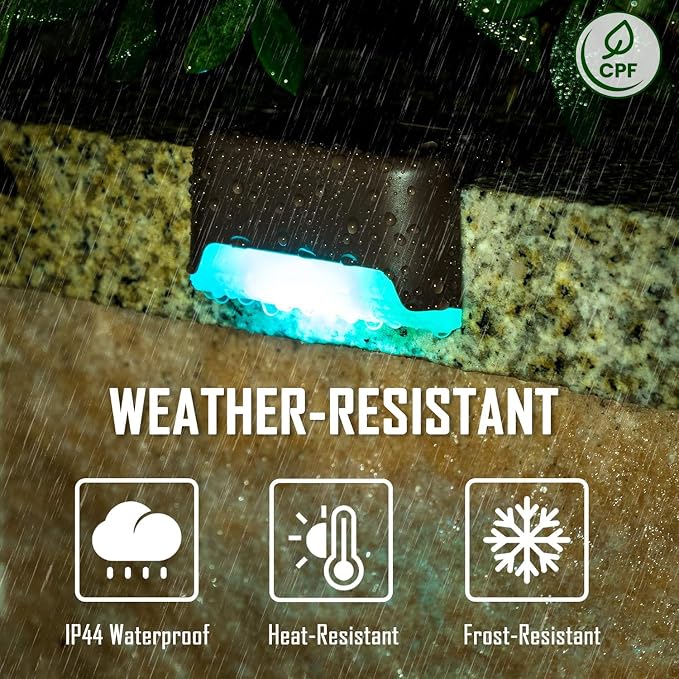 SOLPEX Color Changing Solar Deck Lights, 16 Pack Waterproof LED Lights | Step Lights for Decks,Stairs,Fences,Yards and Patios