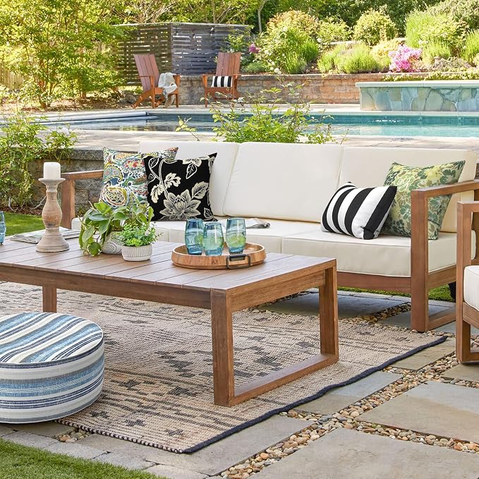 Outdoor 16x16 Inch Throw Pillows, Water Repellent Patio Pillows with Inners Set of 2 for Patio Furniture Home Graden, Elegant Vines Black