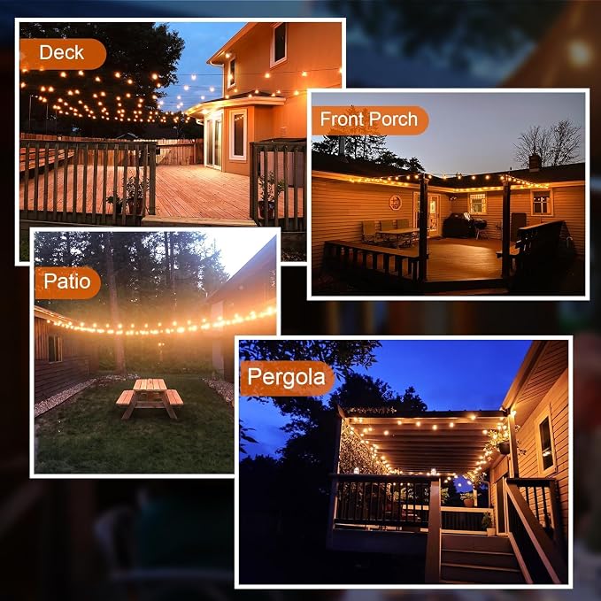 GPATIO Outdoor String Lights, 100FT G40 Bulbs Shatterproof Patio Lights, Waterproof Dimmable Hanging Outdoor Lights, Connectable LED Outside Lights for Backyard Yard Gazebo Porch Party