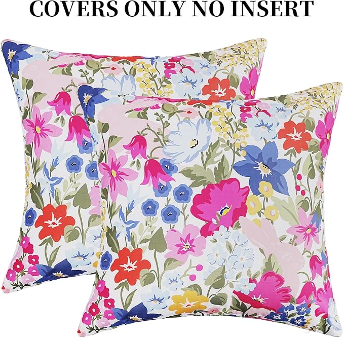 Adabana Outdoor Waterproof Floral Pillow Covers 18x18 Inch | Colorful Outdoor Pillow Covers Summer Decirative for Patio Furniture Porch Garden Pillows