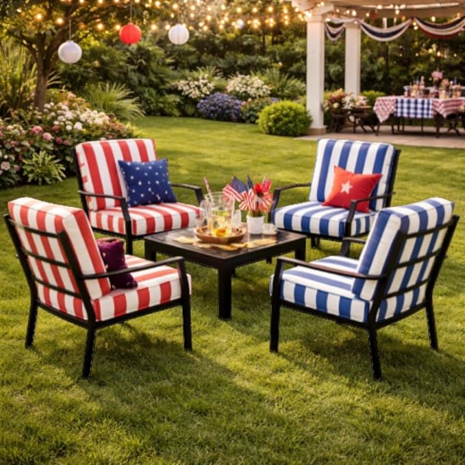 BrylaneHome Bh Outdoor Performance 2-Section Deep Seating Cushion - Classic Red Cabana