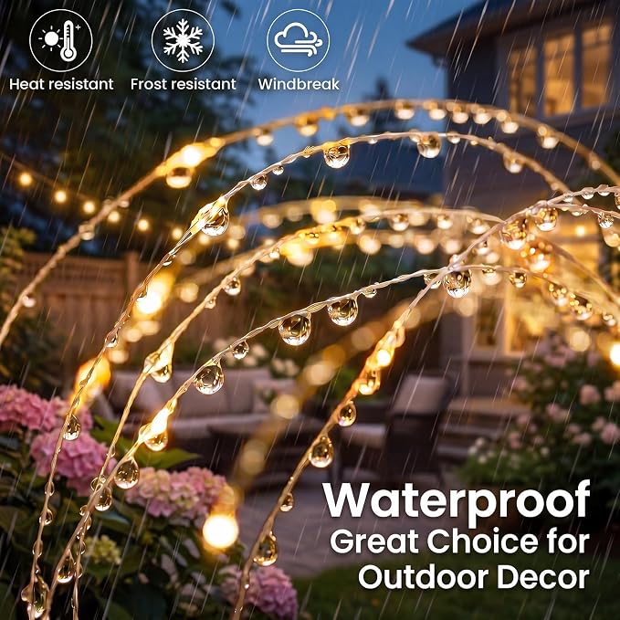 btfarm 2 Pack Solar Garden Lights Outdoor, 8 Modes Firework Lights Outside | 120LED, Waterproof Fairy Twinkle Light Solar Powered for Yard Christmas Pathway Lawn Pool Patio Decorative, Warm White
