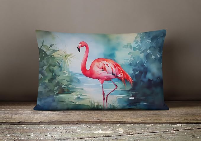 Caroline's Treasures DAC2861PW1216 Flamingo Throw Pillow Machine Washable, Indoor Outdoor Decorative Pillow for Couch, Bed or Patio, 12HX16W