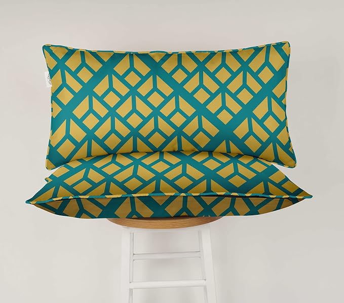 Indoor/Outdoor Polyester Fabric Lumbar Pillow Cover, All-Weather Waterproof Rectangular Cushion Case for Patio Furniture, 12 x 24 Set of 2 - Abstracts-44