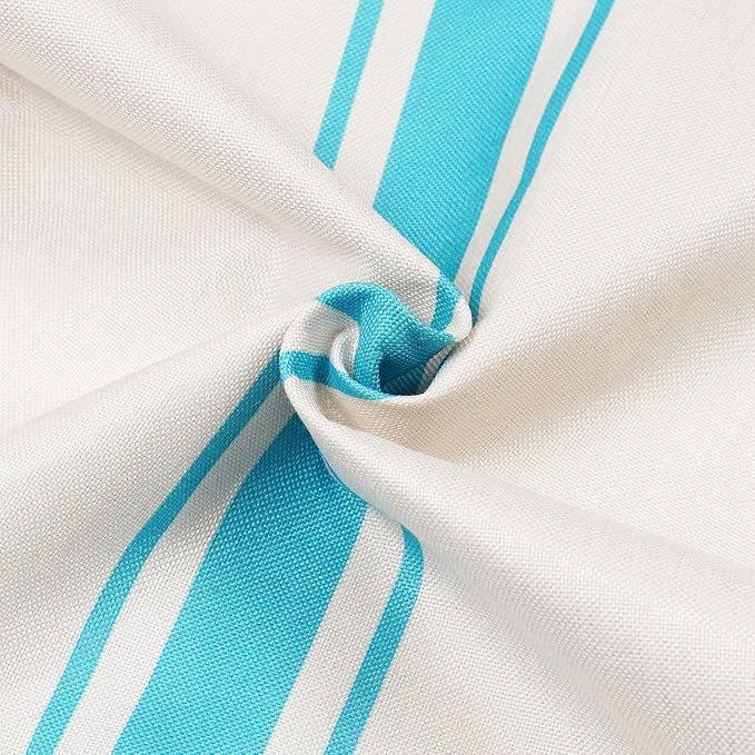 ONWAY Outdoor Pillow Covers Waterproof 12x20 Set of 2 Decorative Linen Throw Pillow Cover Beige and Blue Striped Outdoor Pillows for Patio Furniture