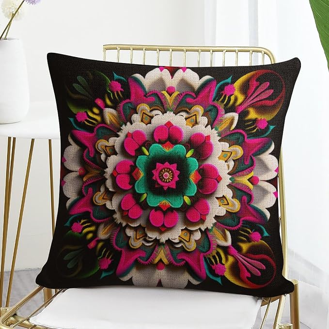 Modern Sofa Throw Pillow Cover Decorative Outdoor Linen Fabric Pillow Case Modern Blossom Pillows Mexican Flowers Pillow Covers Standard Size Home Decoration for Sofa Couch Living Bed Room 18"x18"