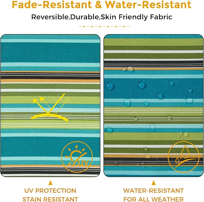 FUNHOME Outdoor Lumbar Pillows 12x20 inch,Decorative Throw Pillow Set of 2 with Insert,Water Resistant Headrests for Patio Furniture Sofa Couch Chair(Green Stripe)
