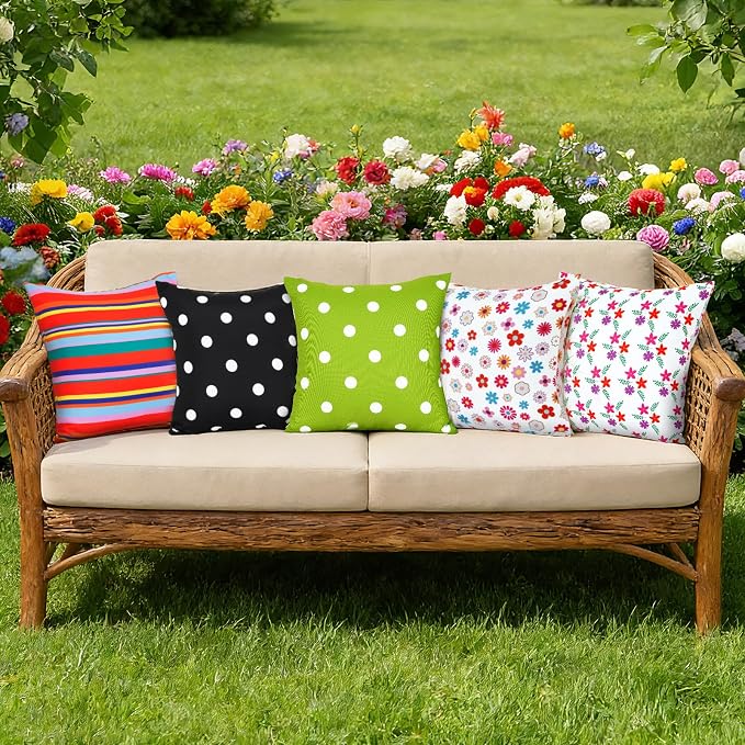 Eternal Beauty 18" x 18" Set of 2 Outdoor Pillow Covers Decorative Pillow Covers for Fall Couch Pillows (Red-Purple Flower, 18" x 18" (Pack of 2))
