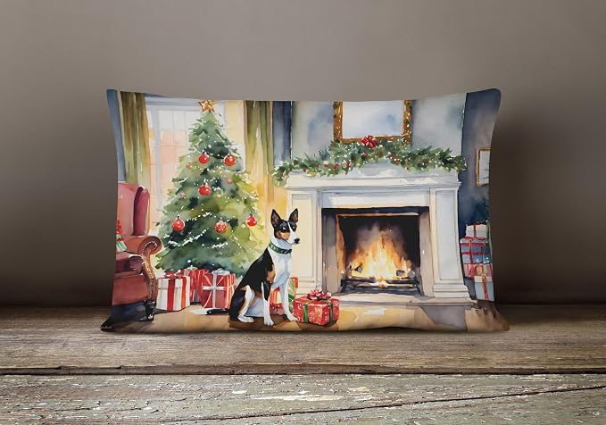 Caroline's Treasures DAC2602PW1216 Basenji Cozy Christmas Throw Pillow Machine Washable, Indoor Outdoor Decorative Pillow for Couch, Bed or Patio, 12HX16W
