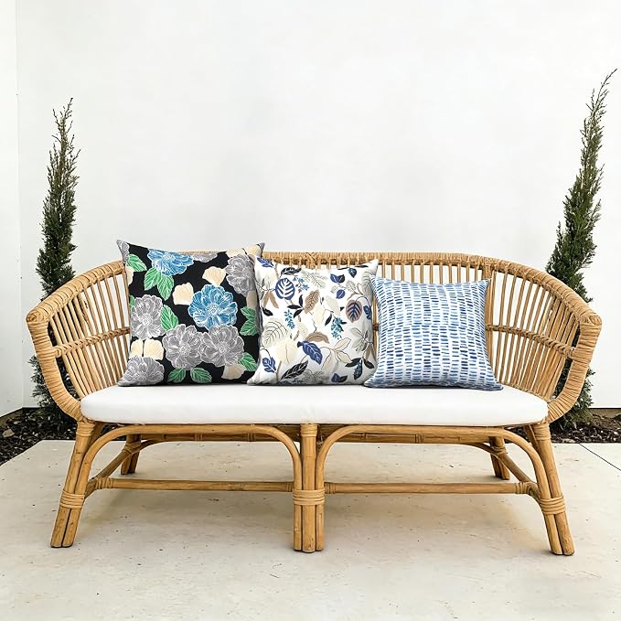 Outdoor Pillow Covers Waterproof 20x20 Inch Set of 2 Peony Garden Decorative Outside Patio Furniture Cushion Cases Decor for Porch Garden