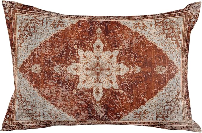 Outdoor Waterproof Pillow Covers Set of 2, Medieval Turkish Patterns Vintage Mural Wallpaper Patio Throw Pillow Covers, Decorative Cushion Case for Couch Sofa Furniture Garden, 20x12 Inch