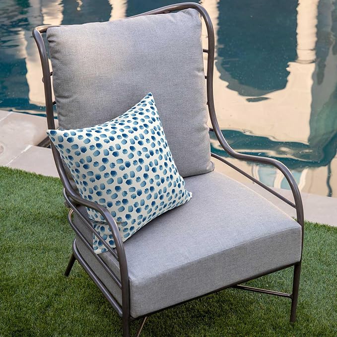DYTXIII Pack of 2 Outdoor Waterproof Pillow Covers ONLY, 18"x18" Square Decorative Double Printed Throw Pillow Cases for Patio Couch Porch Furniture, Brush Blue