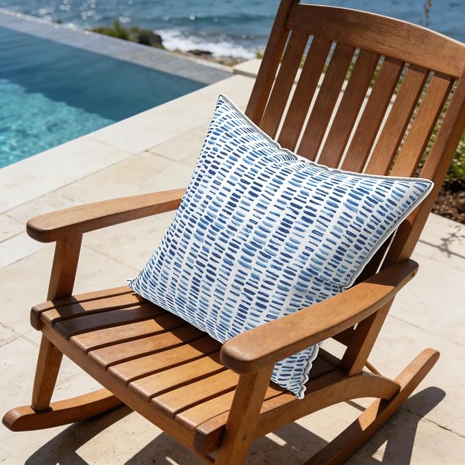 LVTXIII Pack of 2 Outdoor Throw Pillow Covers Accent Waterproof Pillow Covers ONLY, Patio Square Cushion Cases for Garden Balcony Couch Sofa Decoration 18x18 inch, Pebble Blue