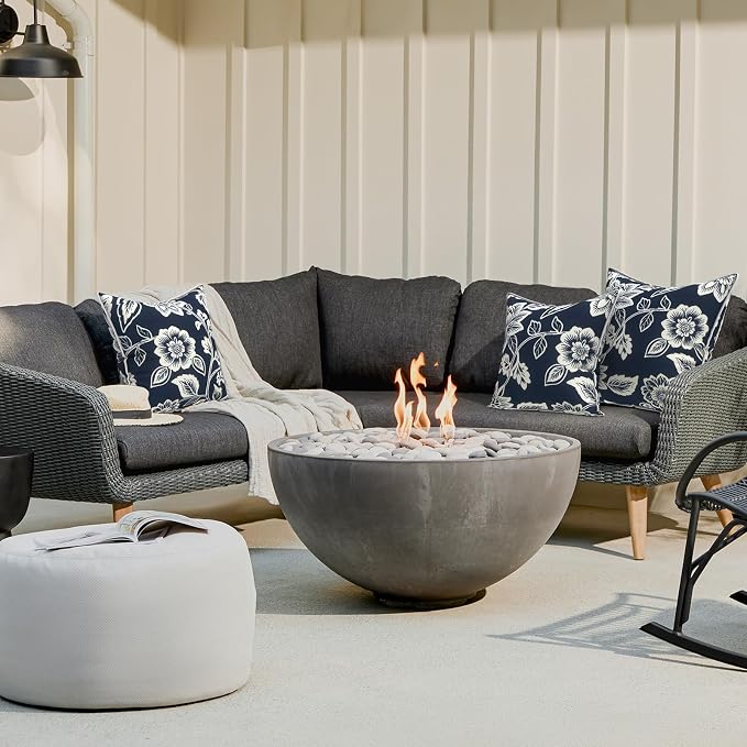 LVTXIII Outdoor Pillow Covers 16x16, Patio Waterproof Throw Pillow Cases Fade Resistant Accent Pillow Covers for Spring Summer Garden Decoration, Set of 2, Elegant Vines Navy