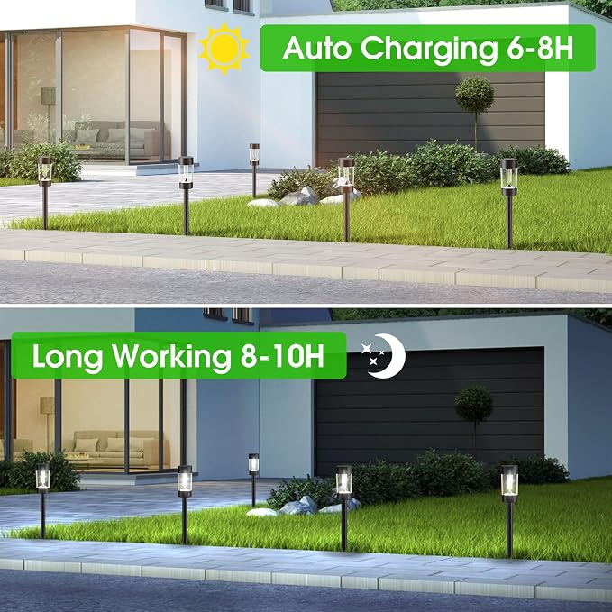 Eyrosa Solar Lights Outdoor, 12 Pack Waterproof Solar Landscape Lighting for Pathway Garden Yard Path Walkway Driveway Lawn Patio Outside Decor, Cool White | Solar Landscape Lighting for Pathway Garden Yard Path Walkway Driveway Lawn Outside Décor