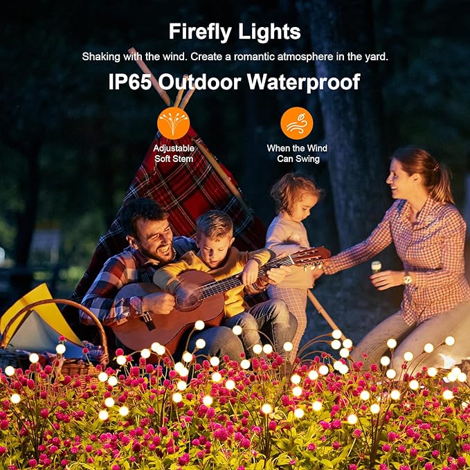ASMAD Solar Lights Outdoor(8 Pack-64 LEDs),Solar Garden Lights,Fairy Lights | Firefly Light for Garden Decor, Outdoor lights, Outdoor Decor, Patio Decor, Gifts for Women, Gifts for Grandma, Big Bulb