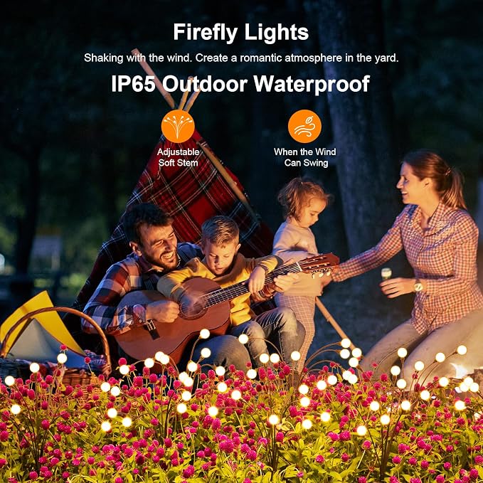 ASMAD Solar Lights Outdoor(12Pack-64 LEDs),Solar Garden Lights,Fairy Lights | Firefly Light for Garden Decor, Outdoor lights, Outdoor Decor, Patio Decor, Gifts for Women, Gifts for Grandma, Big Bulb