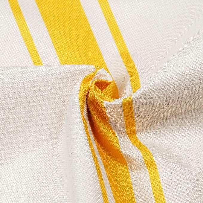ONWAY Outdoor Pillow Covers Waterproof 20x20 Set of 2 Decorative Linen Throw Pillow Cover Beige and Yellow Striped Outdoor Pillows for Patio Furniture