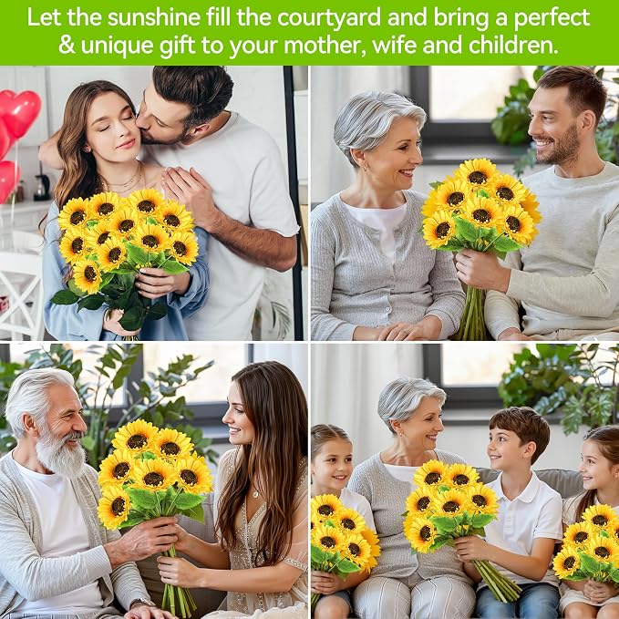 Solar Sunflower Lights Outdoor Garden Decor, 3 Pack Upgraded 18 Bright Sunflowers, Solar Flower Lights Waterproof for Garden, Flower Bed, Yard, Pathway, Patio Decor, Gift for Women, Mom, Grandma