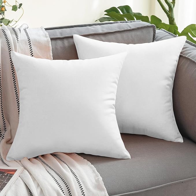 VAKADO Outdoor Waterproof Throw Pillow Covers 20X20 Set of 2 Decorative White Patio Furniture Cushion Cases Outside Decor for Couch Garden Bench Porch