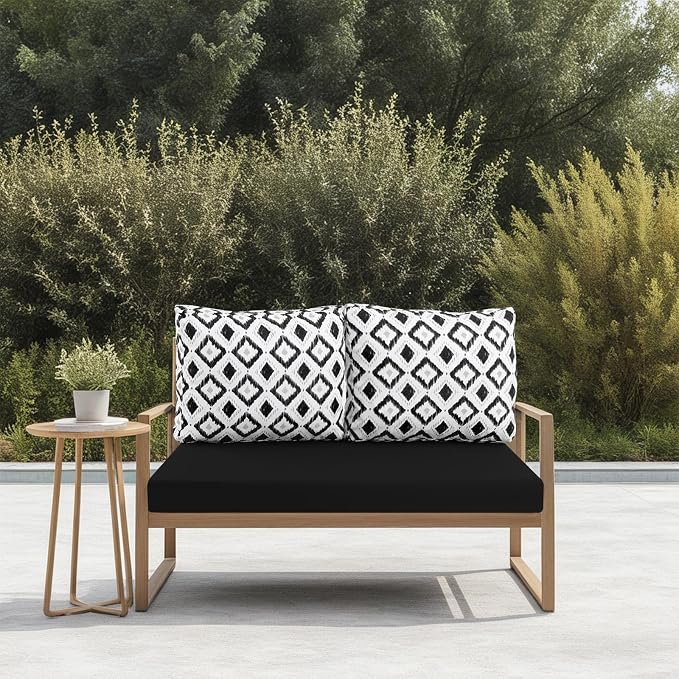 Outdoor Loveseat Cushions for Patio Furniture, Waterproof Cushion | Couch Hampton Bay Deep Seat Cushion Replacement Set 46" x 26", Patio Love Seat Sofa Cushions for Porch Garden Chair, Black
