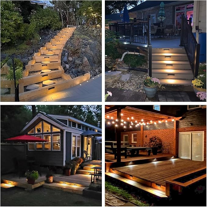 2-Pack Low Voltage 9-15V AC/DC LED Linear Step Lights, 2W Landscape Cutoff Stair Riser Light, Outdoor Waterproof Accent Lighting Fixtures, Die-cast Aluminum with Black Powder Coated Finish