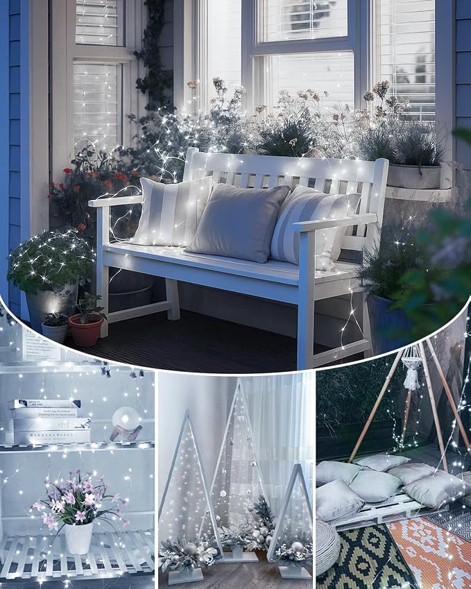 2 Pack 100 LED Fairy Lights Battery Operated with Remote, 33 FT Cool White | Cuttable, 8 Modes, Memory, Dimmable, Waterproof Battery String Lights with Timer for Indoor Outdoor, Christmas Decorations