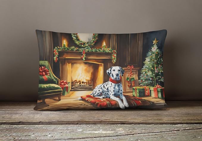 Caroline's Treasures DAC2645PW1216 Dalmatian Cozy Christmas Throw Pillow Machine Washable, Indoor Outdoor Decorative Pillow for Couch, Bed or Patio, 12HX16W