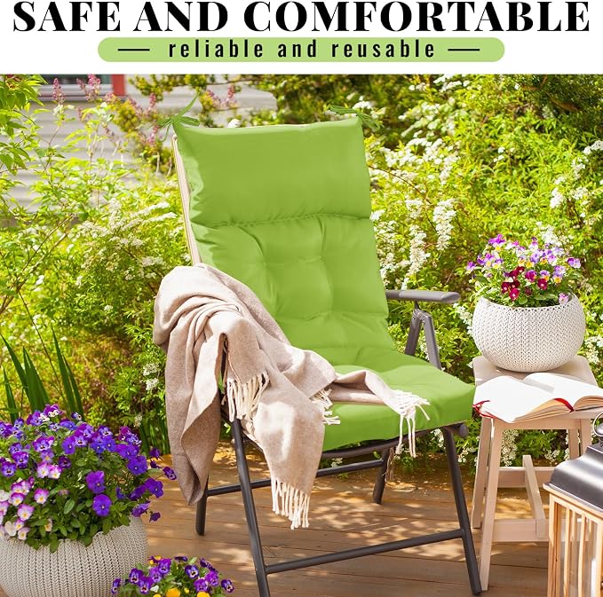 Sintuff 2 Pcs 44 x 21 x 4 Outdoor Chair Cushion Patio Chair Cushions Seat/Back Tufted Pillow with Ties Water Resistant Replacement Indoor Patio Furniture Outdoor Furniture (Solid Color,Fruit Green)