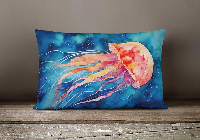 Caroline's Treasures DAC2790PW1216 Jellyfish Throw Pillow Machine Washable, Indoor Outdoor Decorative Pillow for Couch, Bed or Patio, 12HX16W