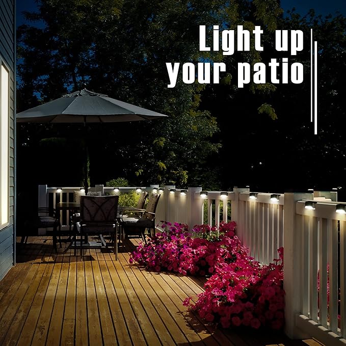 GIGALUMI Led Solar Deck Lights, 20 Pack Waterproof, Warm White | LED Solar Lights for Outdoor Deck, Stairs, Step, Fence, Railing, Yard and Patio