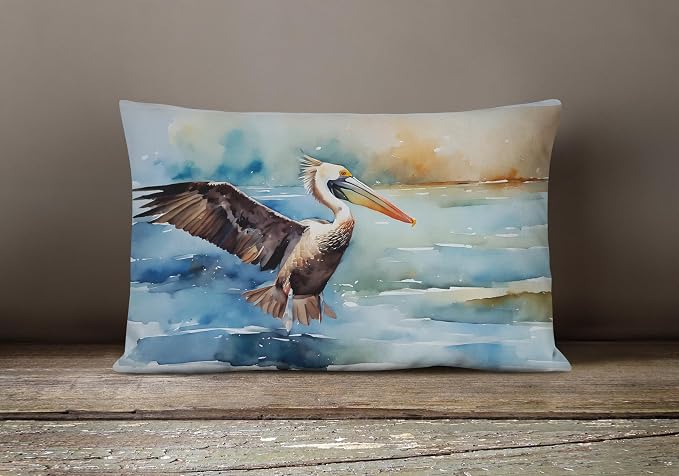 Caroline's Treasures DAC2856PW1216 Pelican Throw Pillow Machine Washable, Indoor Outdoor Decorative Pillow for Couch, Bed or Patio, 12HX16W