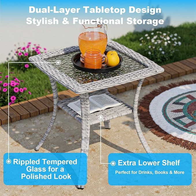 11-Piece Small Patio Furniture Set, Outdoor Swivel Rocking Chairs Set with Ottomans, Patio Bistro Set for Balcony, Deck, Porch, Grass Green