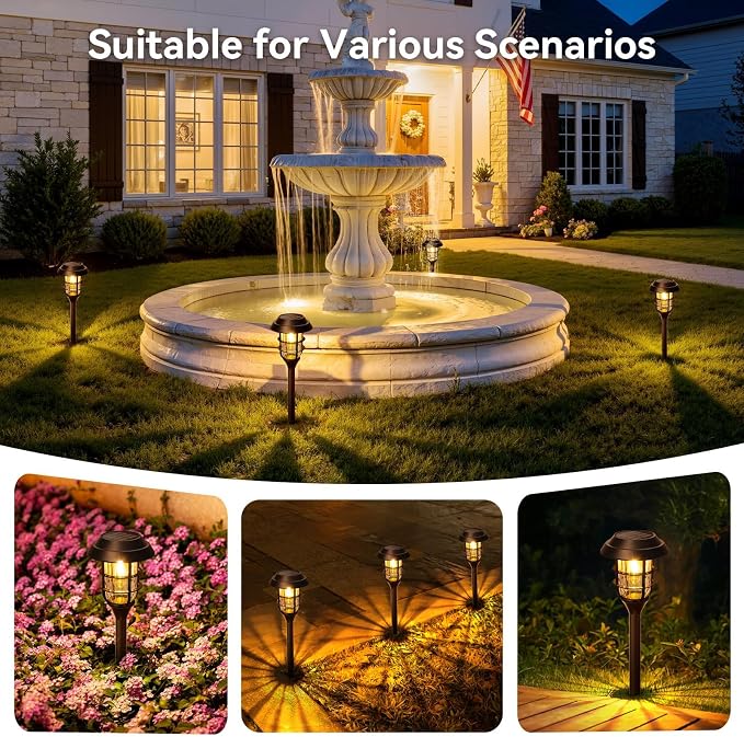 LETMY Solar Pathway Lights Outdoor, 12 Pack Bright Solar Lights Outdoor, IP65 Waterproof Auto On/Off Garden Lights Solar Powered Landscape Lighting for Yard Patio Walkway Driveway Pathway - Black