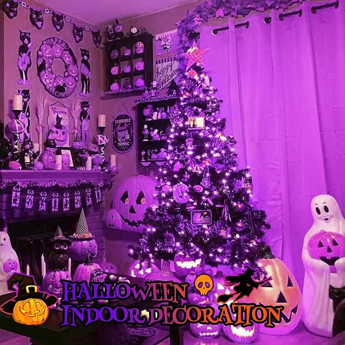 200 LED Connectable String Lights, 66FT Christmas Lights Outdoor Indoor | Purple, 13 Modes, Timer, Clear Wire Waterproof Twinkle Fairy Lights Plug in for Halloween Bedroom Patio Xmas Tree Decor
